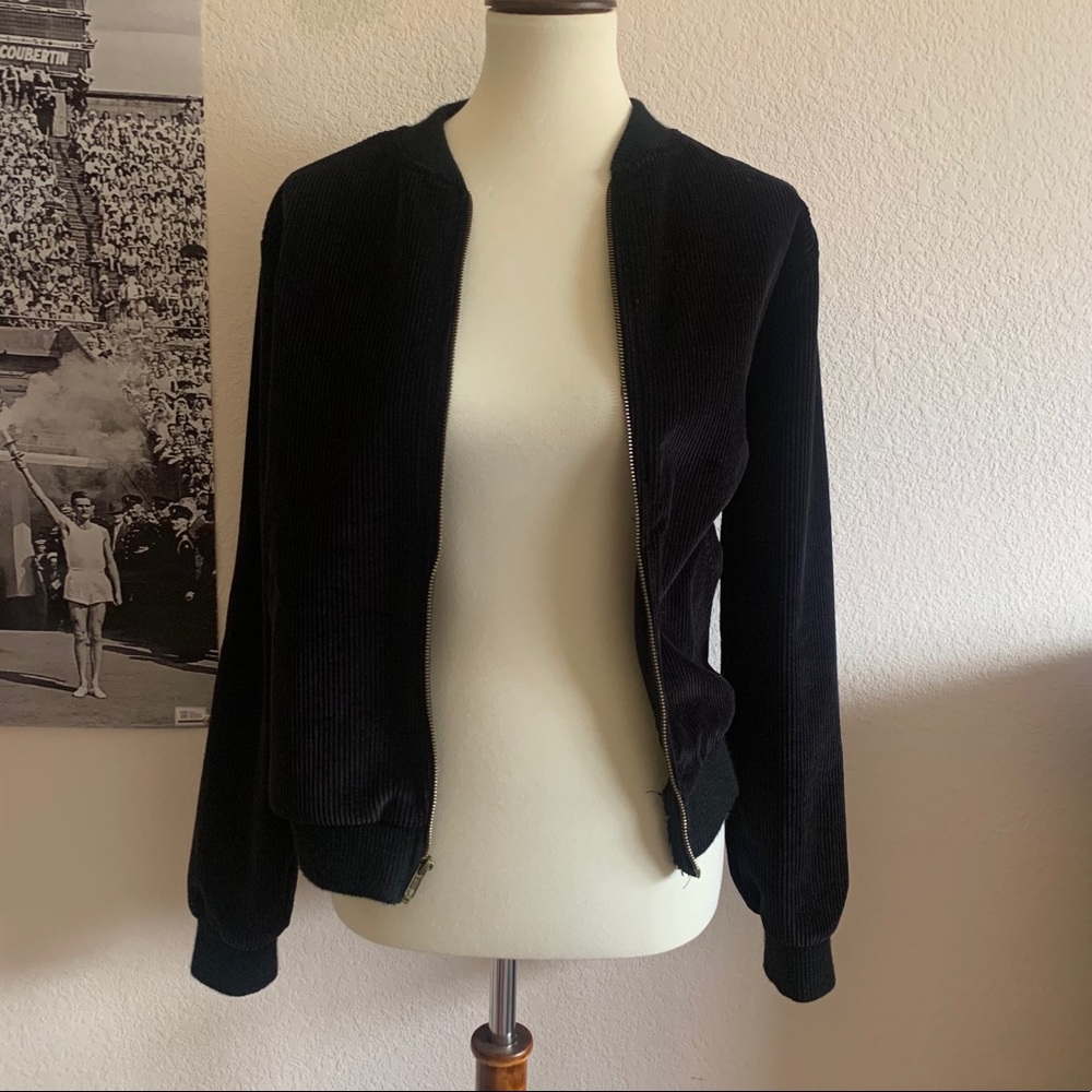 American Apparel Pleated Brushed Black Bomber